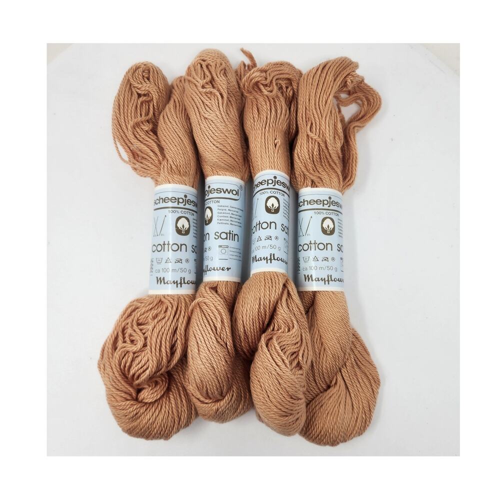 4 Hanks Vintage Scheepjeswol 687 100% Cotton Satin Yarn Mayflower 100M/50g Ea.